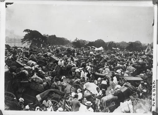 Displaced individuals outside the Imperial Palace